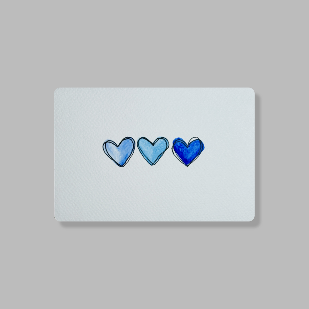 Drie blauwe hartjes